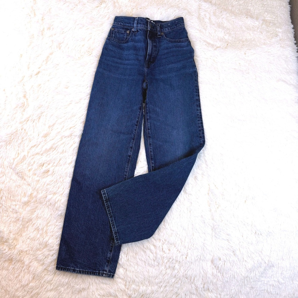 Madewell The Perfect Vintage Wide-Leg Jean Womens 24 Blue Dark Wash High Rise